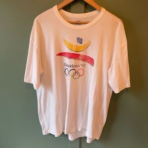 Heritage White Tee with Black Olympic Rings Print